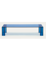 EMUL 140x60 cm blu tempered glass coffee table