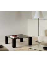 DOSSIER tavolino 85x85 cm in vetro temperato grigio scuro