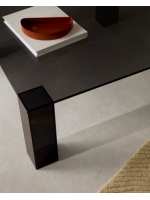 DOSSIER Table basse en verre trempé gris foncé 85x85 cm