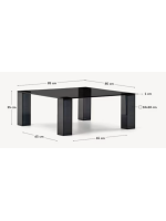 DOSSIER Table basse en verre trempé gris foncé 85x85 cm