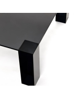DOSSIER Table basse en verre trempé gris foncé 85x85 cm