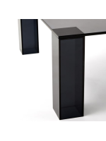 DOSSIER Table basse en verre trempé gris foncé 85x85 cm