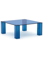 OPTUS 85x85 cm Blau Couchtisch aus gehärtetem Glas