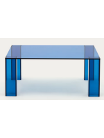 OPTUS Table basse en verre trempé bleu 85x85 cm