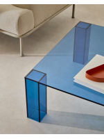 OPTUS 85x85 cm Blau Couchtisch aus gehärtetem Glas
