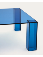 OPTUS 85x85 cm Blau Couchtisch aus gehärtetem Glas