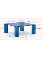 OPTUS Table basse en verre trempé bleu 85x85 cm