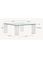 SISTO Table basse en verre trempé transparent 85x85 cm