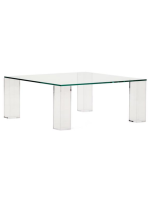 SISTO Table basse en verre trempé transparent 85x85 cm