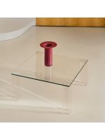 SISTO Table basse en verre trempé transparent 85x85 cm