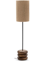 DEMETRA lampadaire en bois d'acacia massif avec finition foncée et fibre de jute naturelle
