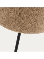DEMETRA Lámpara de pie en madera maciza de acacia con acabado oscuro y fibra de yute natural.