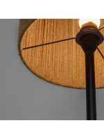 DEMETRA lampadaire en bois d'acacia massif avec finition foncée et fibre de jute naturelle