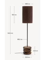 DEMETRA lampadaire en bois d'acacia massif avec finition foncée et fibre de jute naturelle