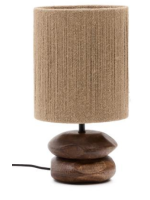 SPOT table lamp in solid acacia wood with dark finish and natural jute fibre