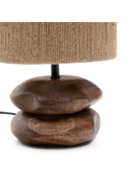 SPOT table lamp in solid acacia wood with dark finish and natural jute fibre