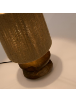 SPOT table lamp in solid acacia wood with dark finish and natural jute fibre