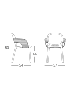 HUG Silla con reposabrazos de tecnopolímero opción de color apilable interior y exterior