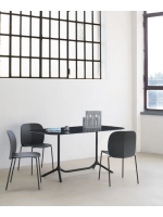 MENTHA Silla color elección en tecnopolímero y acero pintado apilable para interior o exterior
