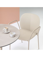 MENTHA Silla con reposabrazos color elección en tecnopolímero y acero pintado apilable para interior o exterior