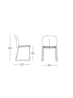 MENTHA chaise traîneau au choix en technopolymère et acier peint empilable pour intérieur ou extérieur