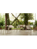 SISI chair with armrests choice of color in galvanized and painted steel stackable for indoor or outdoor home bar restaurants