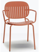 SISI BARCODE chair with armrests choice of color in galvanized and painted steel stackable for indoor or outdoor