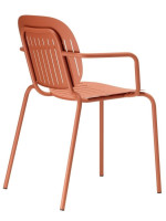 SISI BARCODE chair with armrests choice of color in galvanized and painted steel stackable for indoor or outdoor