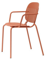 SISI BARCODE chair with armrests choice of color in galvanized and painted steel stackable for indoor or outdoor