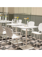SISI DOTS chair with armrests choice of color in galvanized and painted steel stackable for indoor or outdoor home bar