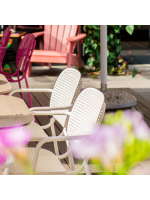 SISI DOTS chair with armrests choice of color in galvanized and painted steel stackable for indoor or outdoor home bar