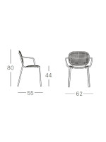 SISI DOTS chaise avec accoudoirs choix de couleur en acier galvanisé et peint empilable pour intérieur ou extérieur
