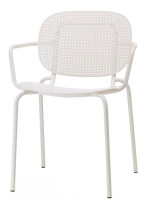 SISI DOTS chair with armrests choice of color in galvanized and painted steel stackable for indoor or outdoor home bar
