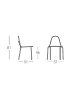 MALVASIA chair choice of color in galvanized and painted steel stackable for indoor or outdoor home bar restaurants