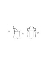 MALVASIA chaise avec accoudoirs choix de couleur en acier galvanisé et peint empilable pour intérieur ou extérieur maison bar
