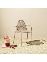MALVASIA chair with armrests choice of color in galvanized and painted steel stackable for indoor or outdoor home bar