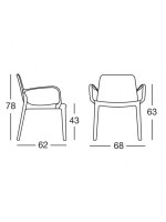 GINEVRA LOUNGE choice of color in technopolymer armchair for home garden bar restaurants schools libraries