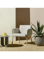 BREZZA LOUNGE armchair in removable fabric and steel legs color choice for outdoor and indoor