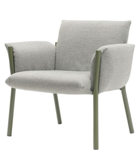 BREZZA LOUNGE poltrona in tessuto sfoderabile e gambe in acciaio scelta colore per esterno e interno