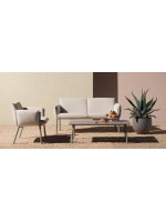 BREZZA SOFA en tejido desenfundable y patas de acero color a elegir para exterior e interior
