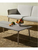 BREZZA tavolino 110x55 gambe in acciaio e piano in stratificato o cemento scelta colore per interno e esterno