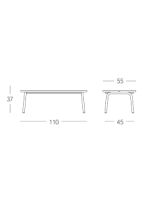 BREZZA 110x55 coffee table steel legs and top in laminate or concrete choice of colour for indoors and outdoors