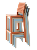 EMI Hocker H75 oder H65 cm Farbwahl in stapelbarer Technopolymer für Küche Snak Bar Eisdiele Gartenterrasse