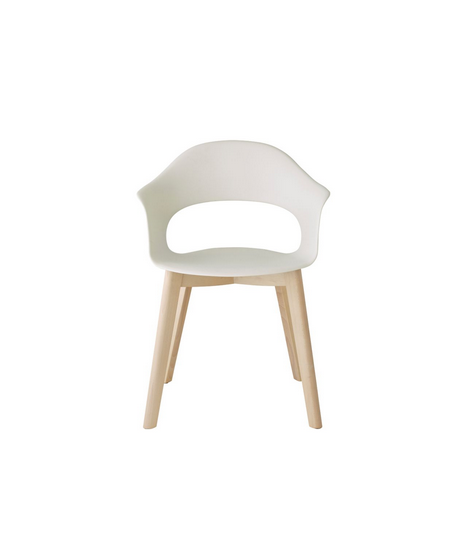 NATURAL LADY B Silla con reposabrazos patas de madera y carcasa de tecnopolímero color a elegir diseño hogar o contract