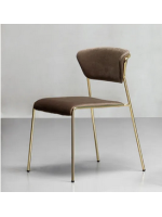 LISA sedia scelta colore in tessuto o velluto e gambe in acciaio cromato o verniciato design