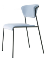 LISA Stuhl in Stoff oder Samtfarbe erhältlich und Beine aus verchromtem oder lackiertem Stahl