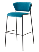 LISA sgabello seduta h 75 o h 65 cm scelta colore in velluto e gambe in acciaio verniciato design