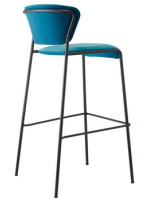 LISA Taburete con asiento h 75 o h 65 cm color a elegir en terciopelo y patas en acero pintado