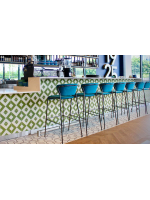 LISA stool seat h 75 or h 65 cm choice of color in velvet and legs in painted steel design