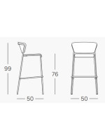LISA Taburete con asiento h 75 o h 65 cm color a elegir en terciopelo y patas en acero pintado